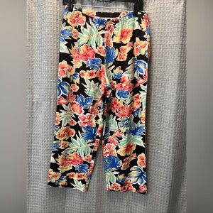 Bay Studio Linen Blend Floral Capris - Black, Red, Blue, Green 90’s